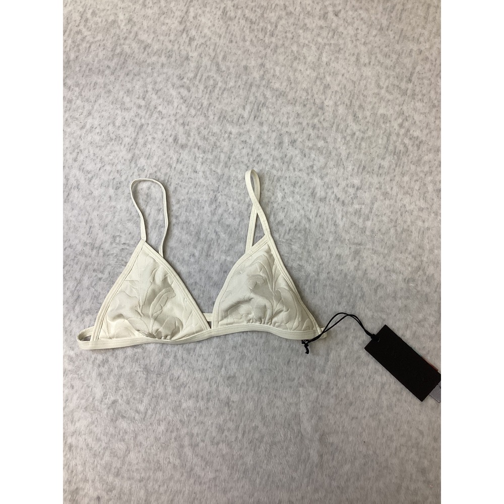Twenty Montreal Hyper Reality Knit 3D Swim Triangle Bikini Top Cream White S